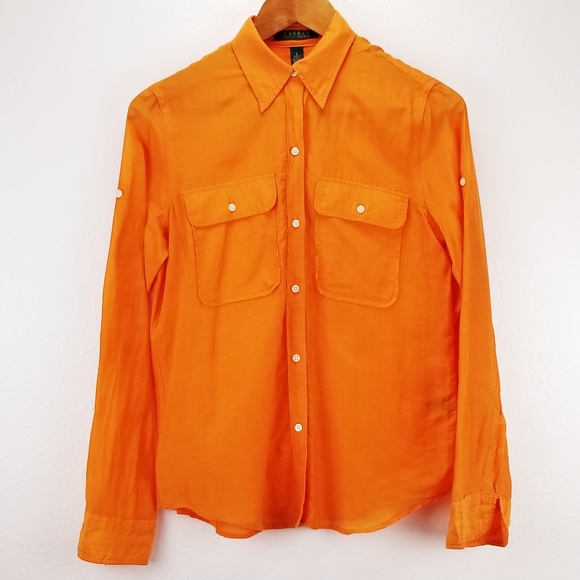 Ralph Lauren Tops - LRL Silk Cotton Roll-up Shirt